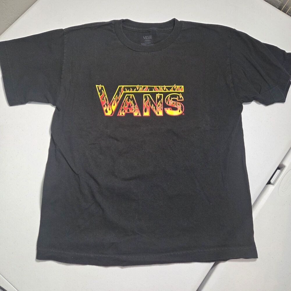 Vans Flame Logo T-Shirt Youth Large / Adult XS Black Skater Graphic Tee Shirt